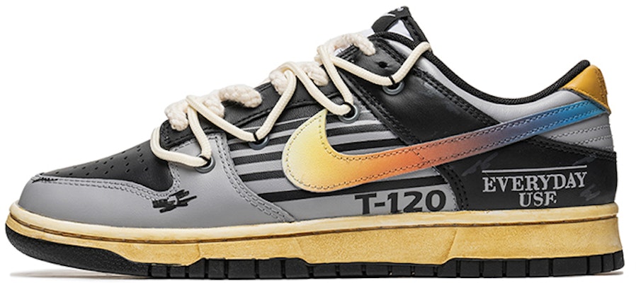 【定製球鞋】Nike Dunk Low 野鶴製造 耐磨板鞋 未來風主題 機能 炫彩 解構雙鞋帶 女款 灰黑 Buy 【定製球鞋】Nike Dunk Low 野鶴製造 耐磨板鞋 未來風主題 機能 炫彩 解構雙鞋帶 女款 灰黑