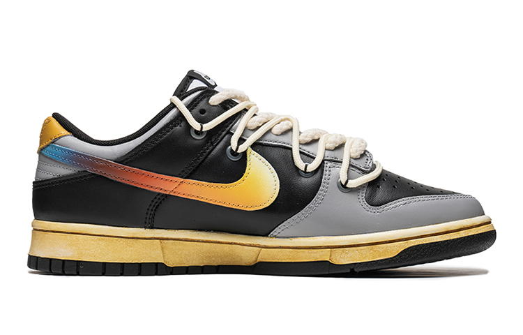 Order 【定製球鞋】Nike Dunk Low 野鶴製造 耐磨板鞋 未來風主題 機能 炫彩 解構雙鞋帶 女款 灰黑