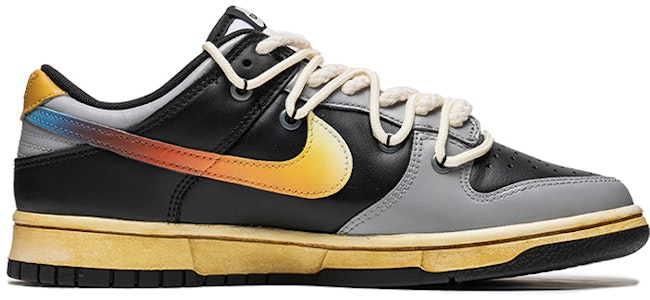 【定製球鞋】Nike Dunk Low 野鶴製造 耐磨板鞋 未來風主題 機能 炫彩 解構雙鞋帶 女款 灰黑 Order 【定製球鞋】Nike Dunk Low 野鶴製造 耐磨板鞋 未來風主題 機能 炫彩 解構雙鞋帶 女款 灰黑