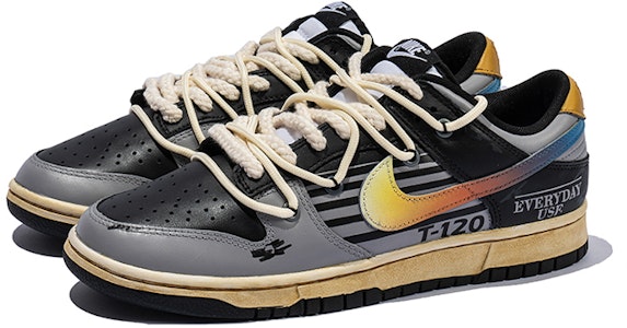 【定製球鞋】Nike Dunk Low 野鶴製造 耐磨板鞋 未來風主題 機能 炫彩 解構雙鞋帶 女款 灰黑 Lookbook 【定製球鞋】Nike Dunk Low 野鶴製造 耐磨板鞋 未來風主題 機能 炫彩 解構雙鞋帶 女款 灰黑