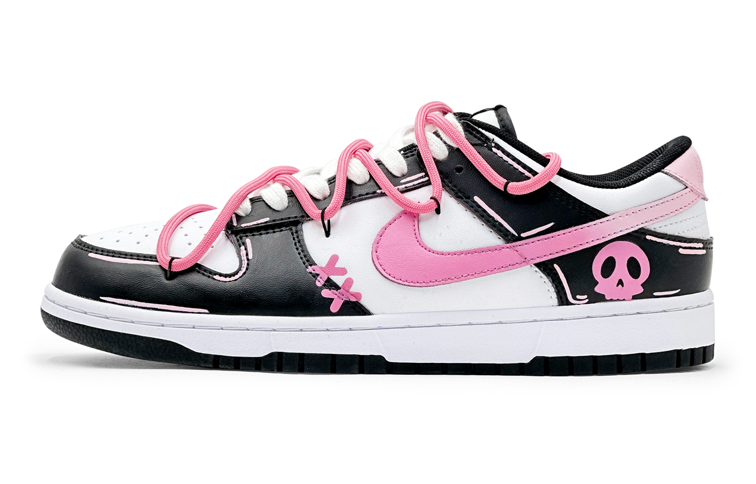 Buy (W) [Sepatu Kustom] Nike Dunk Low 'Youthful Quirky Skull - Pink Hitam Putih' DD1503-101(TeamS-二次元骷髅女S-BOX)