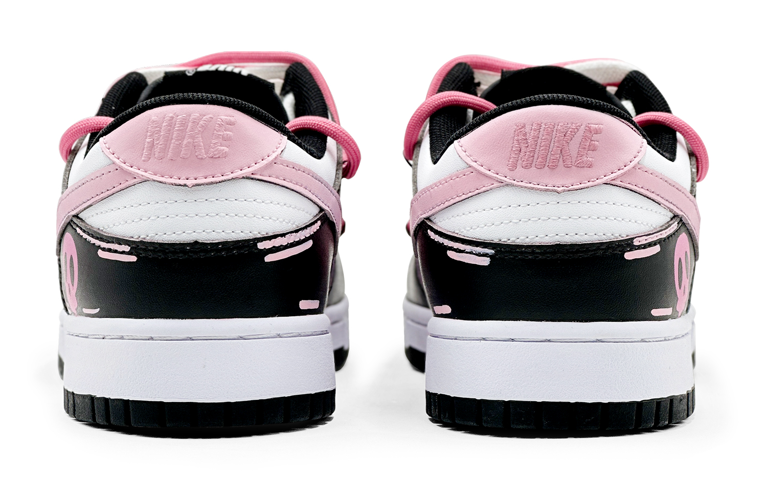 Shop (W) [Sepatu Kustom] Nike Dunk Low 'Youthful Quirky Skull - Pink Hitam Putih' DD1503-101(TeamS-二次元骷髅女S-BOX)