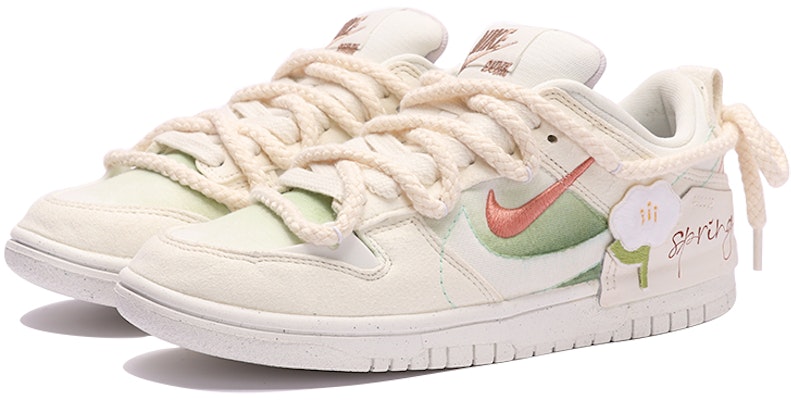 【定制球鞋】Nike Dunk Low Disrupt 2 小清新 簡約 刺繡貼 解構雙鞋帶 低幫 板鞋 女款 綠白 Lookbook 【定制球鞋】Nike Dunk Low Disrupt 2 小清新 簡約 刺繡貼 解構雙鞋帶 低幫 板鞋 女款 綠白
