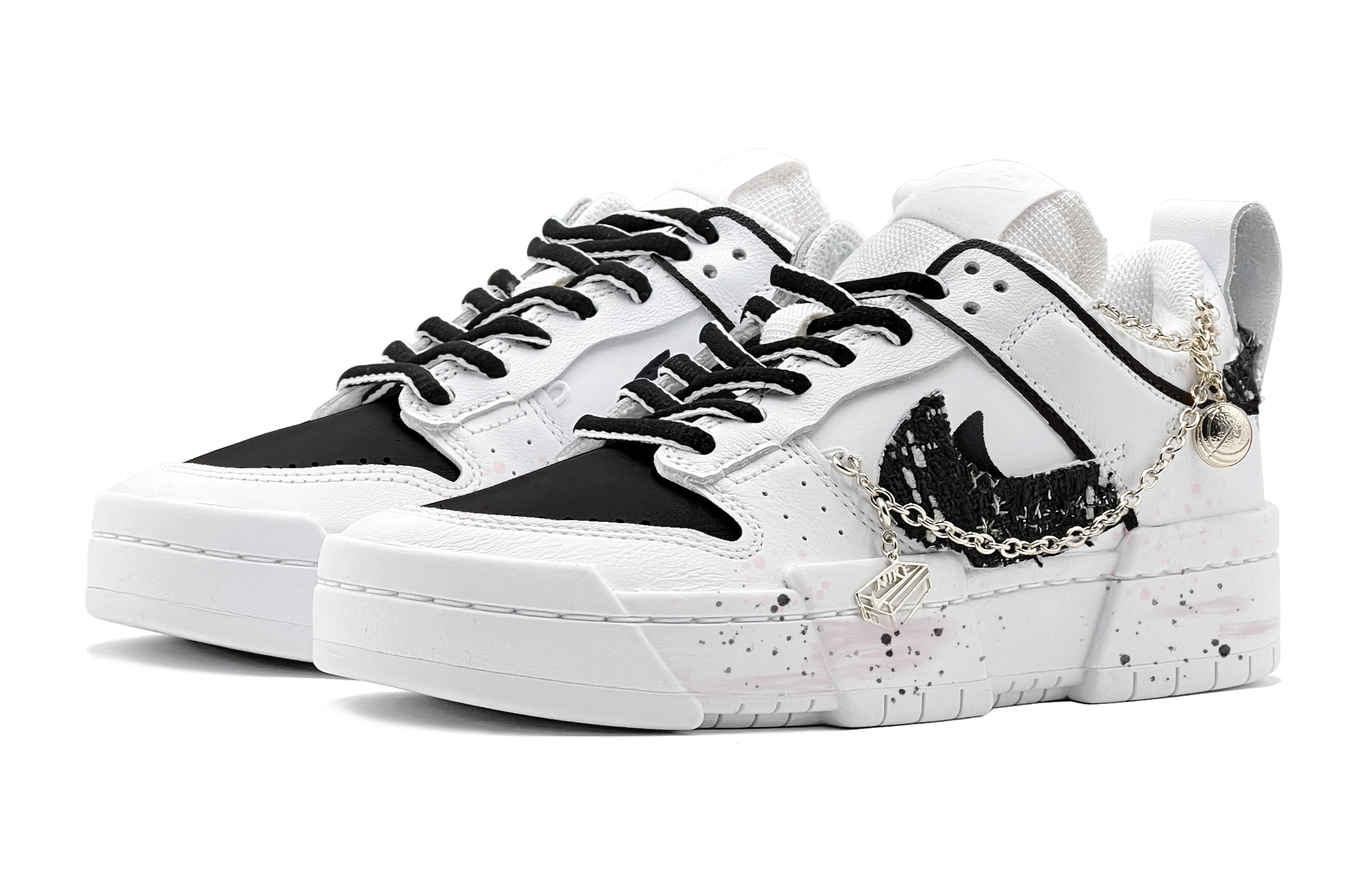 Lookbook (W) Nike Dunk Low Disrupt "Chanel" Negras/Blancas (Personalizadas) DO5219-111(TeamS-小香风叠钩S-BOX)