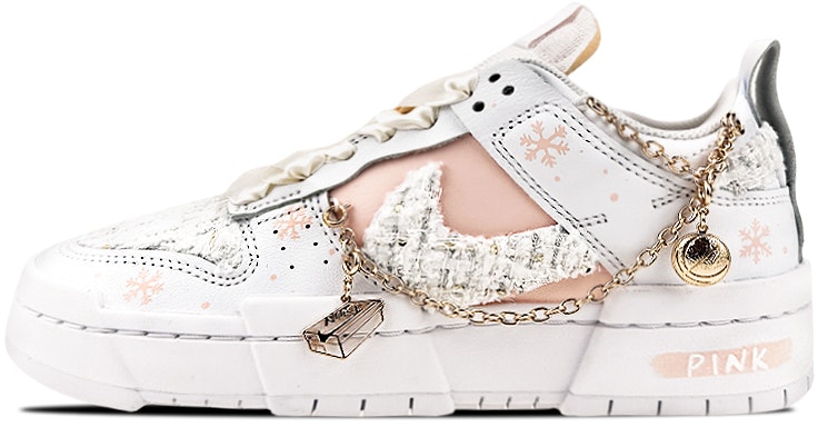 custom-shoes-women-nike-dunk-low-disrupt-cny-snowflake-chenille-white-pink