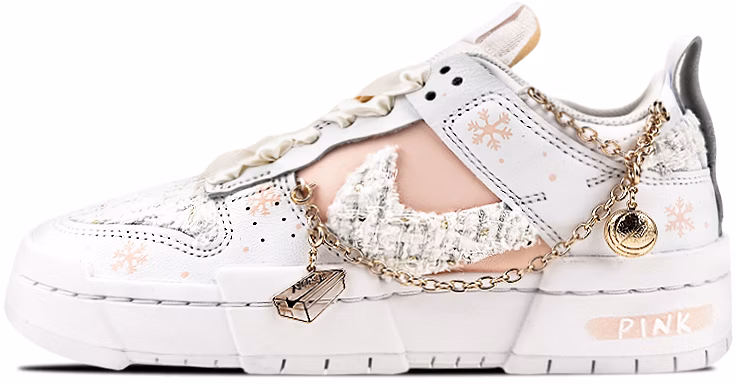 custom-shoes-women-nike-dunk-low-disrupt-cny-snowflake-chenille-patch-white-pink