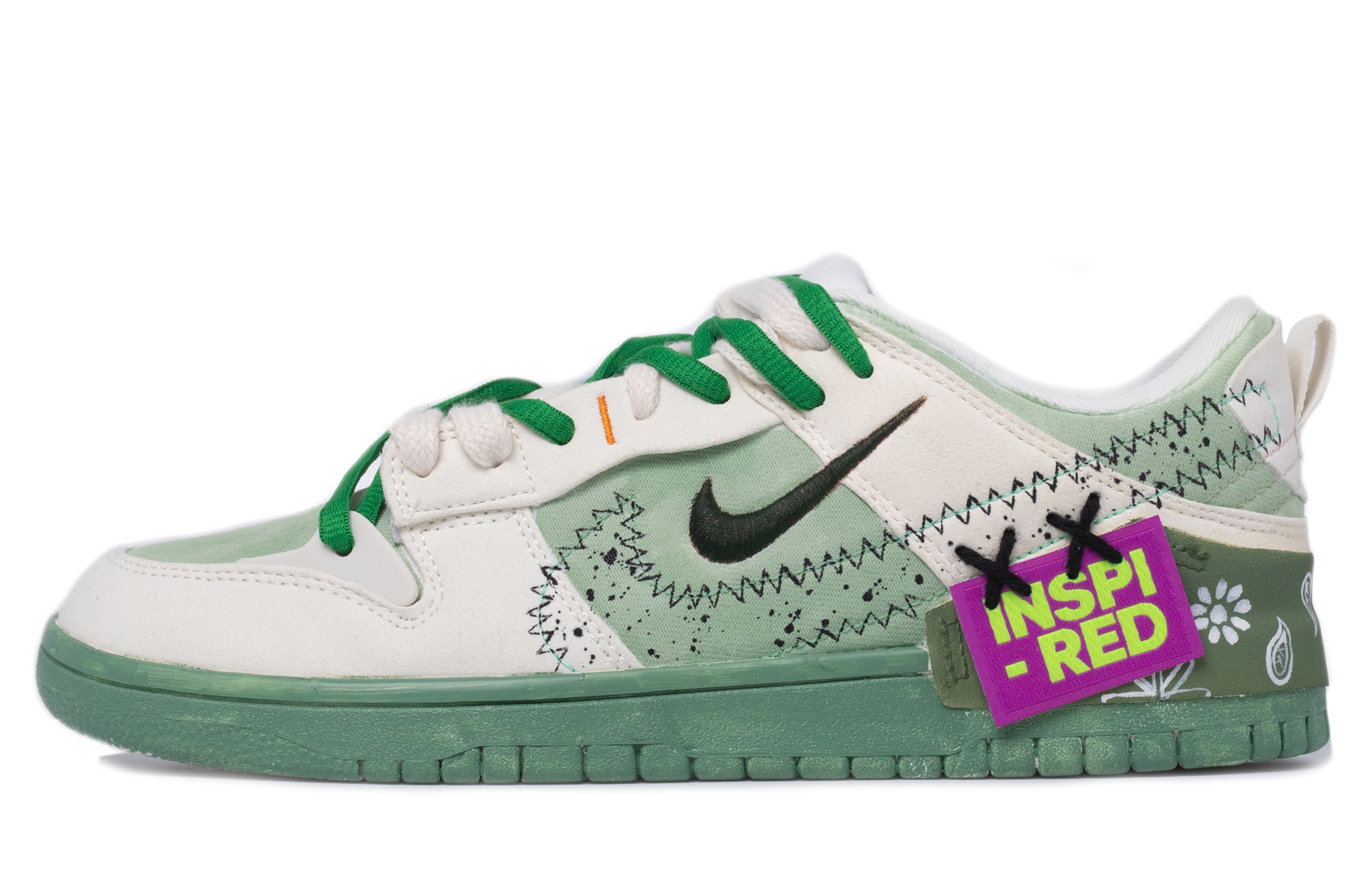 Buy 【定制球鞋】Nike Dunk Low Disrupt "Pale Ivory" 達芬奇定制 改造主題定制 腰果花綠跡 低筒 板鞋 女款 綠白