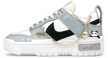 【定製球鞋】Nike Dunk Disrupt 黑白 熊貓 布貼 鏈條 低幫 板鞋 女款 黑白灰 Buy 【定製球鞋】Nike Dunk Disrupt 黑白 熊貓 布貼 鏈條 低幫 板鞋 女款 黑白灰