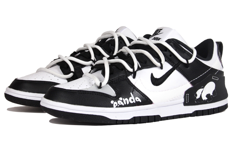 Lookbook (W) [Sepatu Custom] Nike Dunk Low Disrupt 'Panda Hitam Putih' DV4024-002(TeamJ-黑白解构熊猫女款)