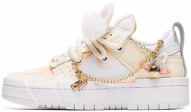 custom-shoes-women-nike-dunk-low-disrupt-plush-bunny-ears-beige