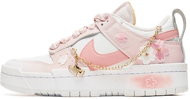 【定制球鞋】Nike Dunk Disrupt 野鶴製造 情人節主題 櫻花漸變 特殊掛鏈 禮盒 低幫 板鞋 女款 白粉 Buy 【定制球鞋】Nike Dunk Disrupt 野鶴製造 情人節主題 櫻花漸變 特殊掛鏈 禮盒 低幫 板鞋 女款 白粉