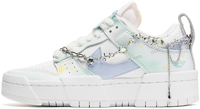 custom-shoes-women-nike-dunk-low-disrupt-white-green-chain