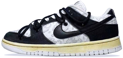 【訂製球鞋】Nike Dunk Low ESS 解構風 腰果花 清新 高街 低幫 板鞋 女款 黑白 Buy 【訂製球鞋】Nike Dunk Low ESS 解構風 腰果花 清新 高街 低幫 板鞋 女款 黑白