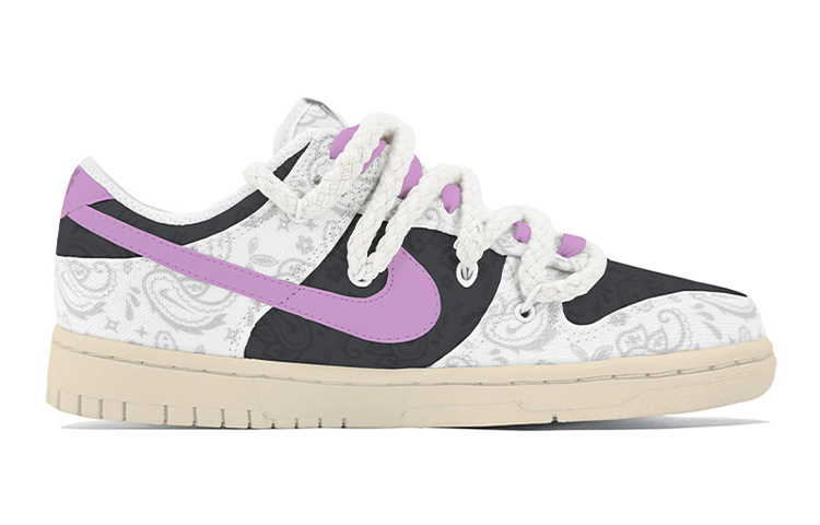 [Custom Shoes] (W) Nike Dunk Low ESS 'Black Purple White Paisley' 圖 2