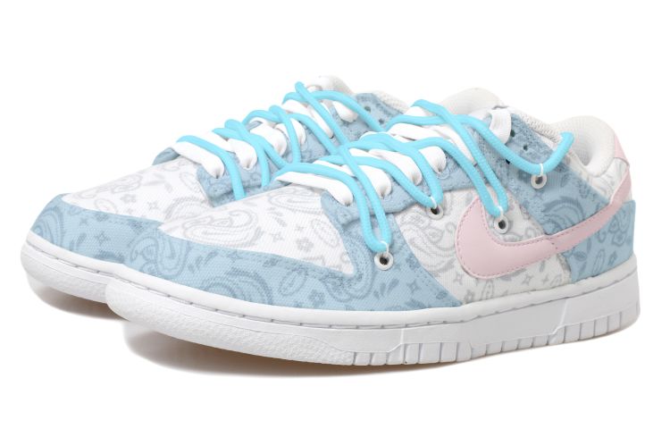 Lookbook 【客製化球鞋】Nike Dunk Low ESS 清新 可愛 玉桂狗 解構風 腰果花 低幫 板鞋 女款 藍粉色