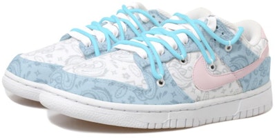 【客製化球鞋】Nike Dunk Low ESS 清新 可愛 玉桂狗 解構風 腰果花 低幫 板鞋 女款 藍粉色 Lookbook 【客製化球鞋】Nike Dunk Low ESS 清新 可愛 玉桂狗 解構風 腰果花 低幫 板鞋 女款 藍粉色