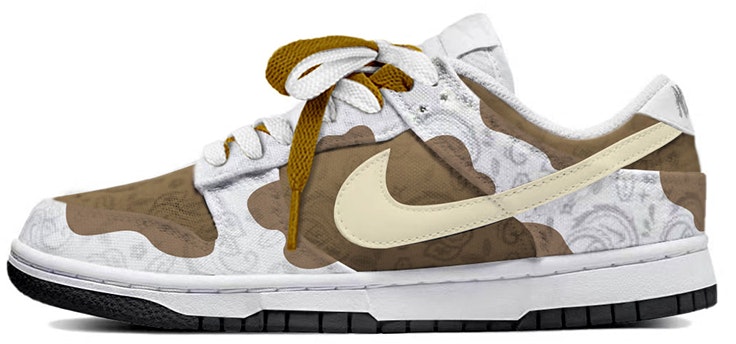 custom-shoes-women-nike-dunk-low-ess-cow-print-white-brown
