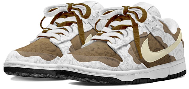 (W) ナイキ ダンク Low ESS カウプリント 白茶 DJ9955-100(TeamY-女款腰果花复古白棕) Lookbook (W) ナイキ ダンク Low ESS カウプリント 白茶 DJ9955-100(TeamY-女款腰果花复古白棕)