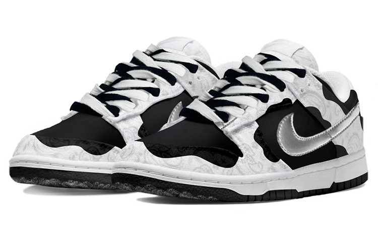 Lookbook (W) 나이키 덩크 로우 커스텀 '카우 프린트'(블랙/화이트) DJ9955-100(TeamY-女款腰果花奶牛纹黑白)