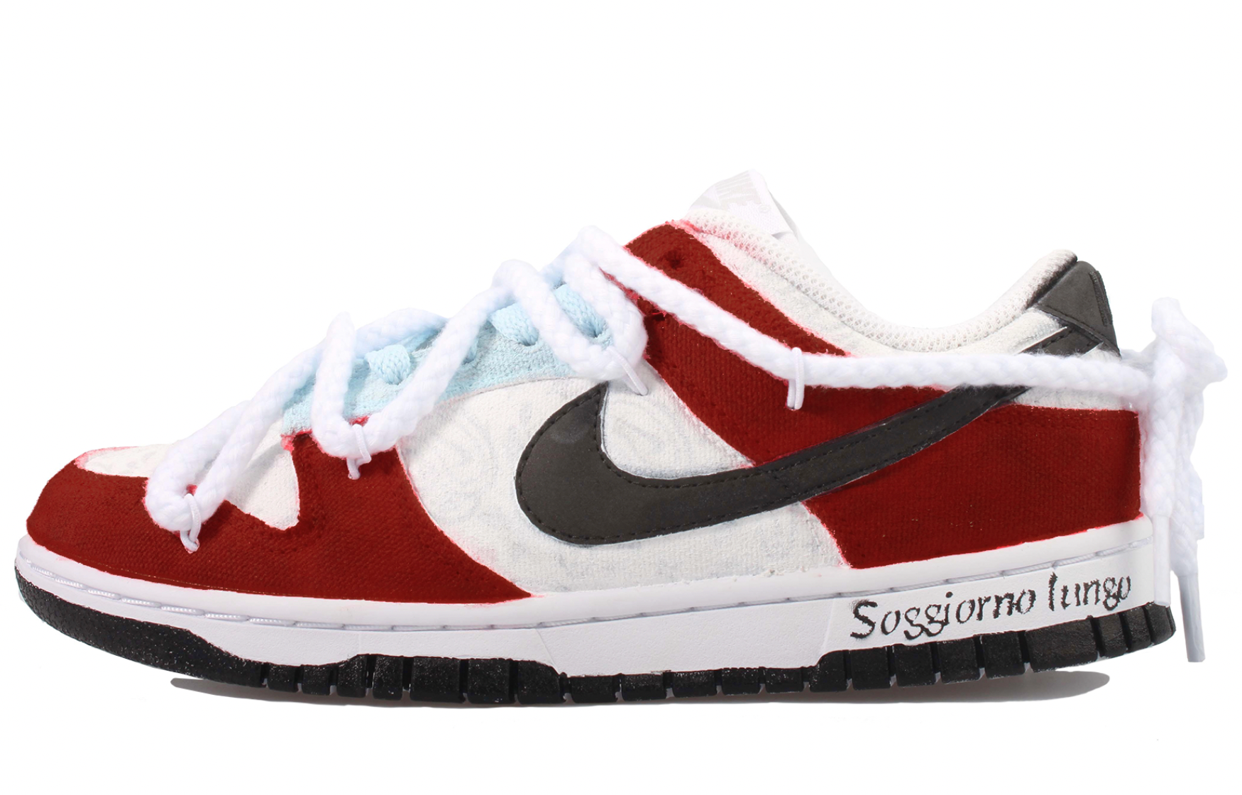 [Custom Shoes] (Women) Nike Dunk Low ESS 'Festive Celebration Red Black'
