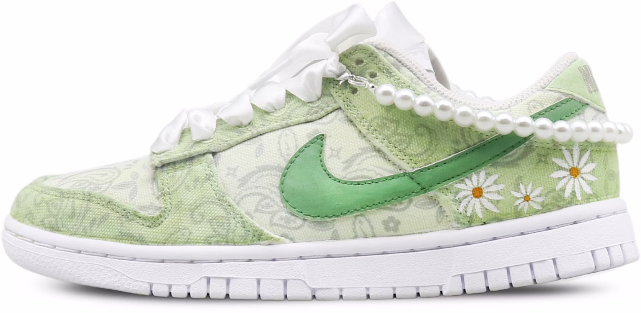 custom-shoes-women-nike-dunk-low-ess-fresh-daisy-paisley-white-green