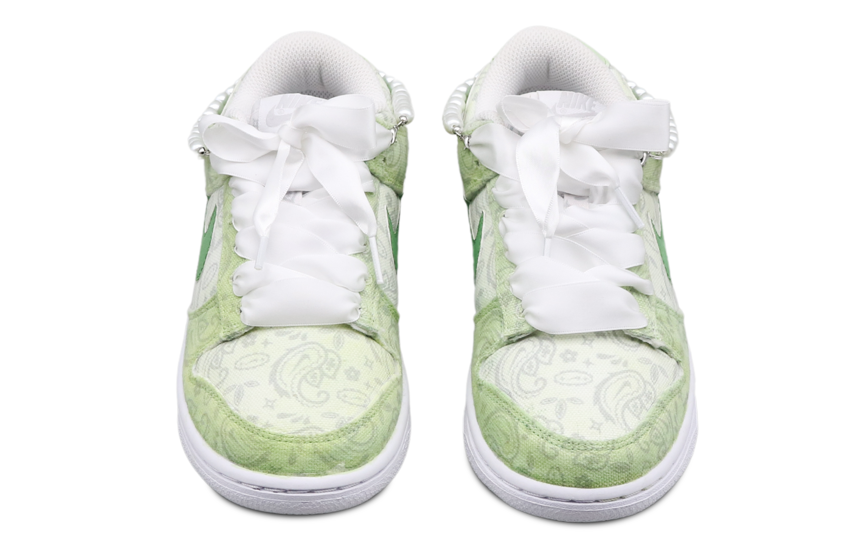 Shop (W) [定制鞋款] 耐克Dunk Low ESS '新鲜雏菊佩斯利白-绿' DJ9955-100(Team8-女款清新雏菊白绿）