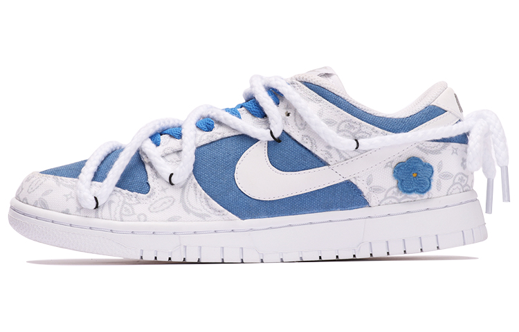 Buy (W) 나이키 덩크 로우 ESS '클라인 블루 자수' (커스텀) DJ9955-100(TeamThree-女款复古贴花蓝白)