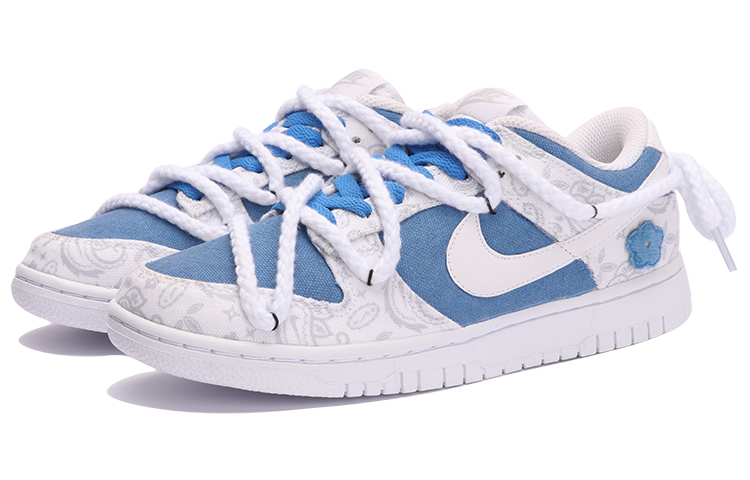 Lookbook (W) 나이키 덩크 로우 ESS '클라인 블루 자수' (커스텀) DJ9955-100(TeamThree-女款复古贴花蓝白)