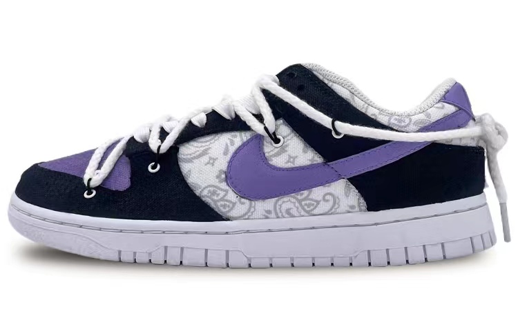 [Custom Shoes] (Women) Nike Dunk Low ESS 'Kuromi Paisley Black-Purple'