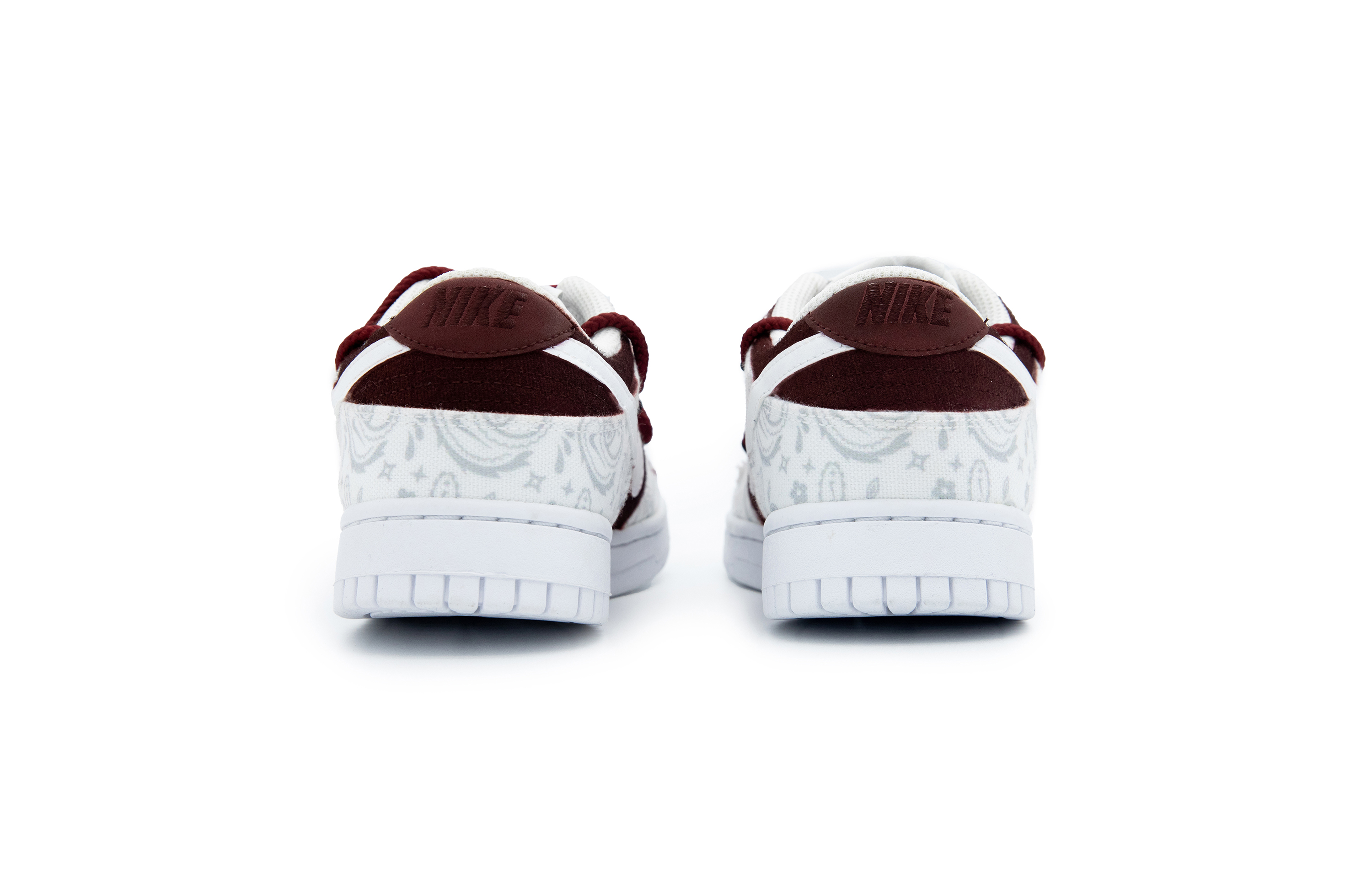 Shop (W) Nike Dunk Low ESS マロンペイズリー (カスタム) DJ9955-100(Team51-女款酒红腰果)