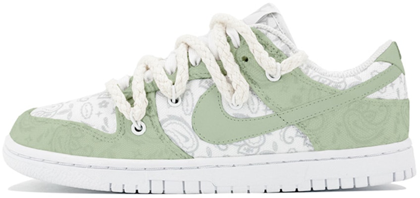 【定製球鞋】 Nike Dunk Low ESS 解構鞋帶 腰果花 高街 復古 低幫 板鞋 女款 青綠色 Buy 【定製球鞋】 Nike Dunk Low ESS 解構鞋帶 腰果花 高街 復古 低幫 板鞋 女款 青綠色