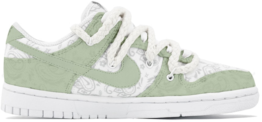 【定製球鞋】 Nike Dunk Low ESS 解構鞋帶 腰果花 高街 復古 低幫 板鞋 女款 青綠色 Order 【定製球鞋】 Nike Dunk Low ESS 解構鞋帶 腰果花 高街 復古 低幫 板鞋 女款 青綠色