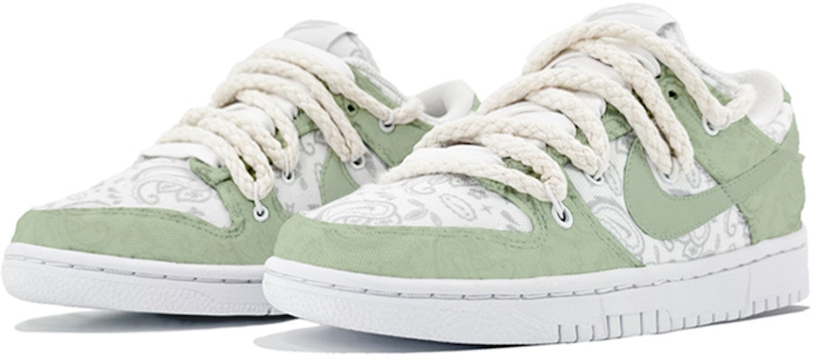 【定製球鞋】 Nike Dunk Low ESS 解構鞋帶 腰果花 高街 復古 低幫 板鞋 女款 青綠色 Lookbook 【定製球鞋】 Nike Dunk Low ESS 解構鞋帶 腰果花 高街 復古 低幫 板鞋 女款 青綠色