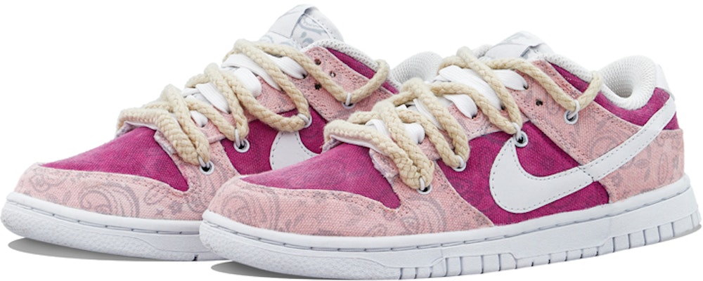 【定制球鞋】Nike Dunk Low ESS Paisley 紫色腰果花 復古解構風 低幫 板鞋 女款 紫色 Lookbook 【定制球鞋】Nike Dunk Low ESS Paisley 紫色腰果花 復古解構風 低幫 板鞋 女款 紫色