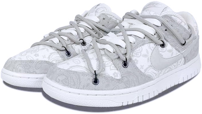 (W) 【カスタムシューズ】(女性) ナイキ ダンク ロー ESS 'ペイズリー グレー セメント' DJ9955-100(Team21-腰果花水泥灰) Shop (W) 【カスタムシューズ】(女性) ナイキ ダンク ロー ESS 'ペイズリー グレー セメント' DJ9955-100(Team21-腰果花水泥灰)