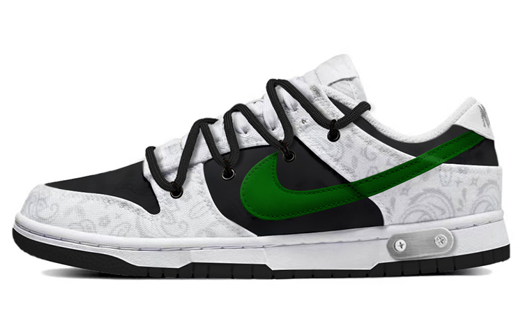 [Custom Shoes] (W) Nike Dunk Low ESS 'Retro Reverse Panda Avocado Paisley'