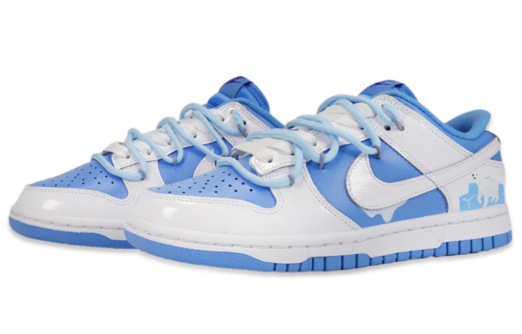 Lookbook 【定制球鞋】Nike Dunk Low ESS "反转北卡蓝" 冰雪聖誕 北極冰川 保護動物 可愛北極熊 解構風格潮流復古 低幫 板鞋 女款 藍白