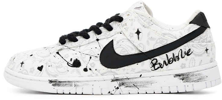 custom-shoes-women-nike-dunk-low-ess-star-graffiti-white-black