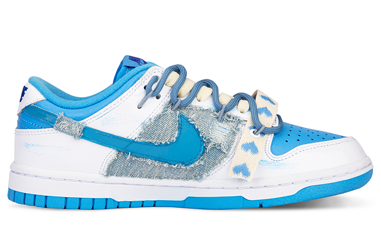 Order (W) 나이키 덩크 로우 ESS '화이트 블루 데님 하트' (커스텀) DJ9955-101(TeamF-牛仔做旧复古)