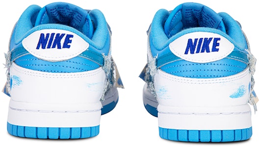 【定制球鞋】Nike Dunk Low ESS 牛仔做舊復古 愛心 解構綁帶 潮流復古 低幫 板鞋 女款 白藍 Purchase 【定制球鞋】Nike Dunk Low ESS 牛仔做舊復古 愛心 解構綁帶 潮流復古 低幫 板鞋 女款 白藍