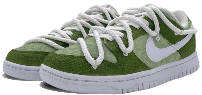 【定制球鞋】 Nike Dunk Low ESS 腰果花 低筒 板鞋 女款 白綠 Lookbook 【定制球鞋】 Nike Dunk Low ESS 腰果花 低筒 板鞋 女款 白綠