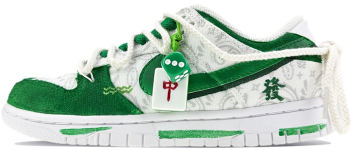 (W) 나이키 덩크 로우 커스텀 '화이트 페이즐리 마작' DJ9955-100(Team40-国粹恭喜发财麻将绿) Buy (W) 나이키 덩크 로우 커스텀 '화이트 페이즐리 마작' DJ9955-100(Team40-国粹恭喜发财麻将绿)