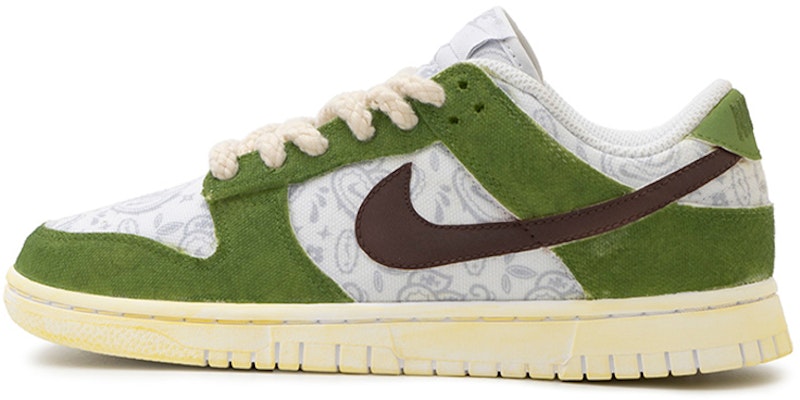 【定制球鞋】 Nike Dunk Low ESS "White Paisley" 腰果花 復古做舊 牛油果綠 低幫 板鞋 女款 綠白黑 Buy 【定制球鞋】 Nike Dunk Low ESS "White Paisley" 腰果花 復古做舊 牛油果綠 低幫 板鞋 女款 綠白黑