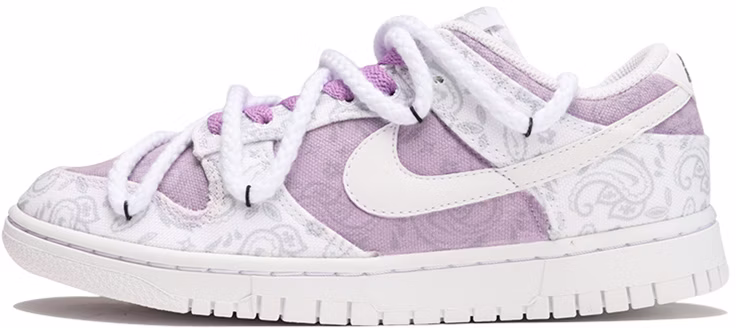 custom-shoes-women-nike-dunk-low-ess-white-paisley-lavender