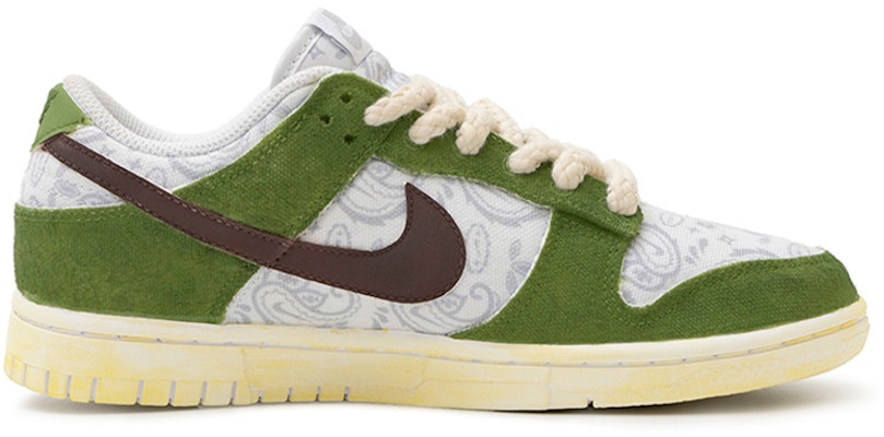 【定制球鞋】 Nike Dunk Low ESS "White Paisley" 腰果花 復古做舊 牛油果綠 低幫 板鞋 女款 綠白黑 Order 【定制球鞋】 Nike Dunk Low ESS "White Paisley" 腰果花 復古做舊 牛油果綠 低幫 板鞋 女款 綠白黑