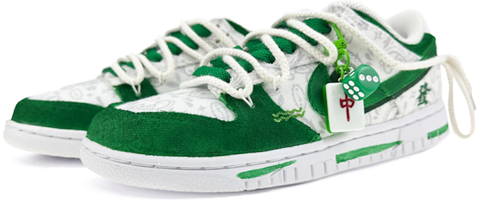 (W) ナイキ ダンク low カスタム 白ペイズリー緑麻雀 (Nike Dunk low カスタム 白ペ緑麻雀) DJ9955-100(Team40-国粹恭喜发财麻将绿) Lookbook (W) ナイキ ダンク low カスタム 白ペイズリー緑麻雀 (Nike Dunk low カスタム 白ペ緑麻雀) DJ9955-100(Team40-国粹恭喜发财麻将绿)
