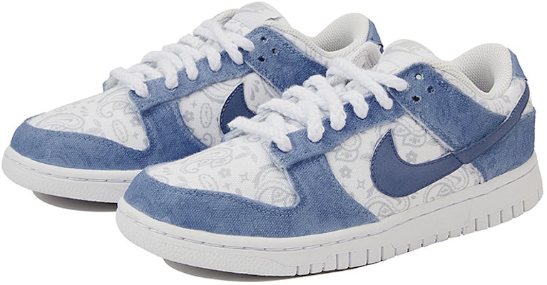 (W) ナイキ ダンク Low 白ペイズリー デニムJF (カスタム) DJ9955-100(Team15-女款牛仔蓝腰果花白蓝) Lookbook (W) ナイキ ダンク Low 白ペイズリー デニムJF (カスタム) DJ9955-100(Team15-女款牛仔蓝腰果花白蓝)