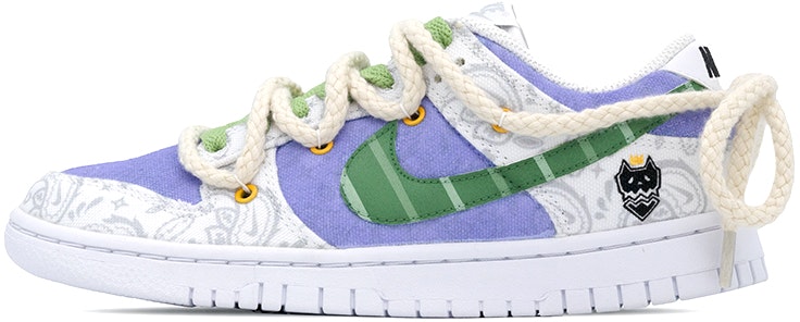 custom-shoes-women-nike-dunk-low-ess-white-purple-denim-paisley-deconstructed