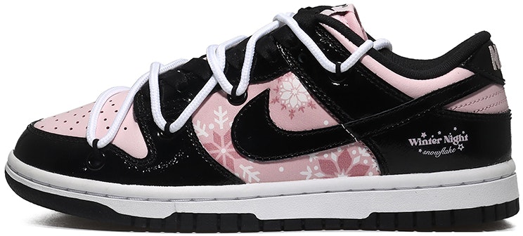 custom-shoes-women-nike-dunk-low-ess-winter-snow-black-pink