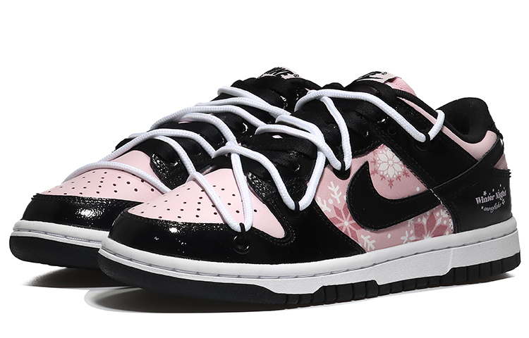 Lookbook (W) [Sepatu Kustom] Nike Dunk Low ESS 'Winter Snow Hitam-Pink' DJ9955-600(Team10-雪中花语QD)